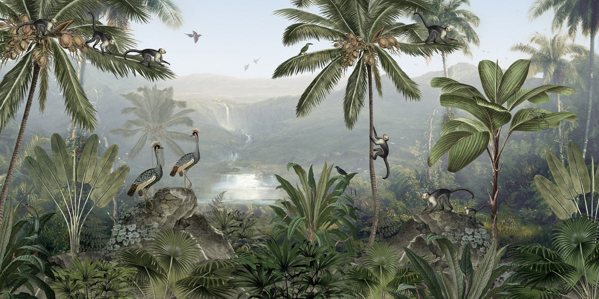 monkey sanctuary wallpaper mural in your room — zoomed