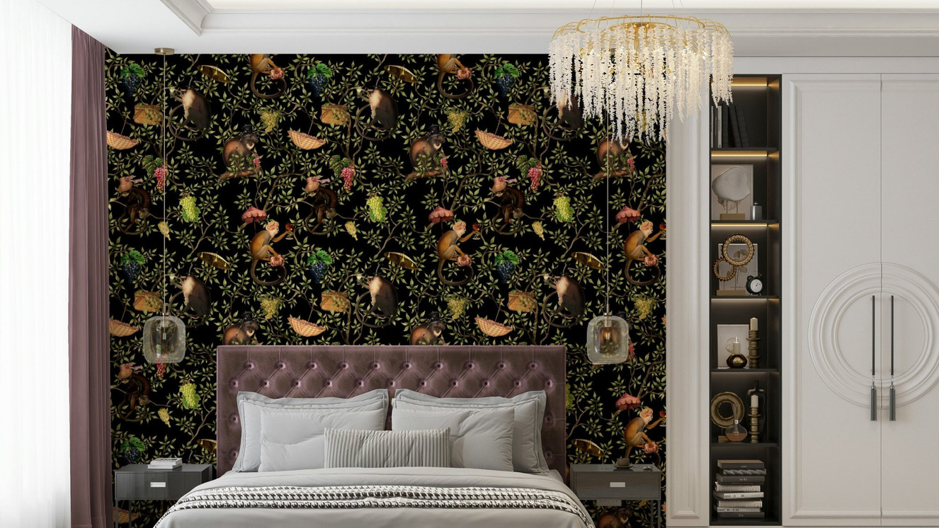 Monkeys and vines wallpaper for a fun nature-inspired room.

