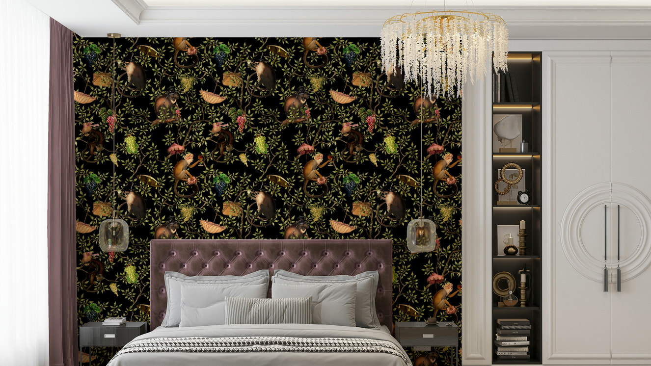 Monkeys and vines wallpaper for a fun nature-inspired room.

