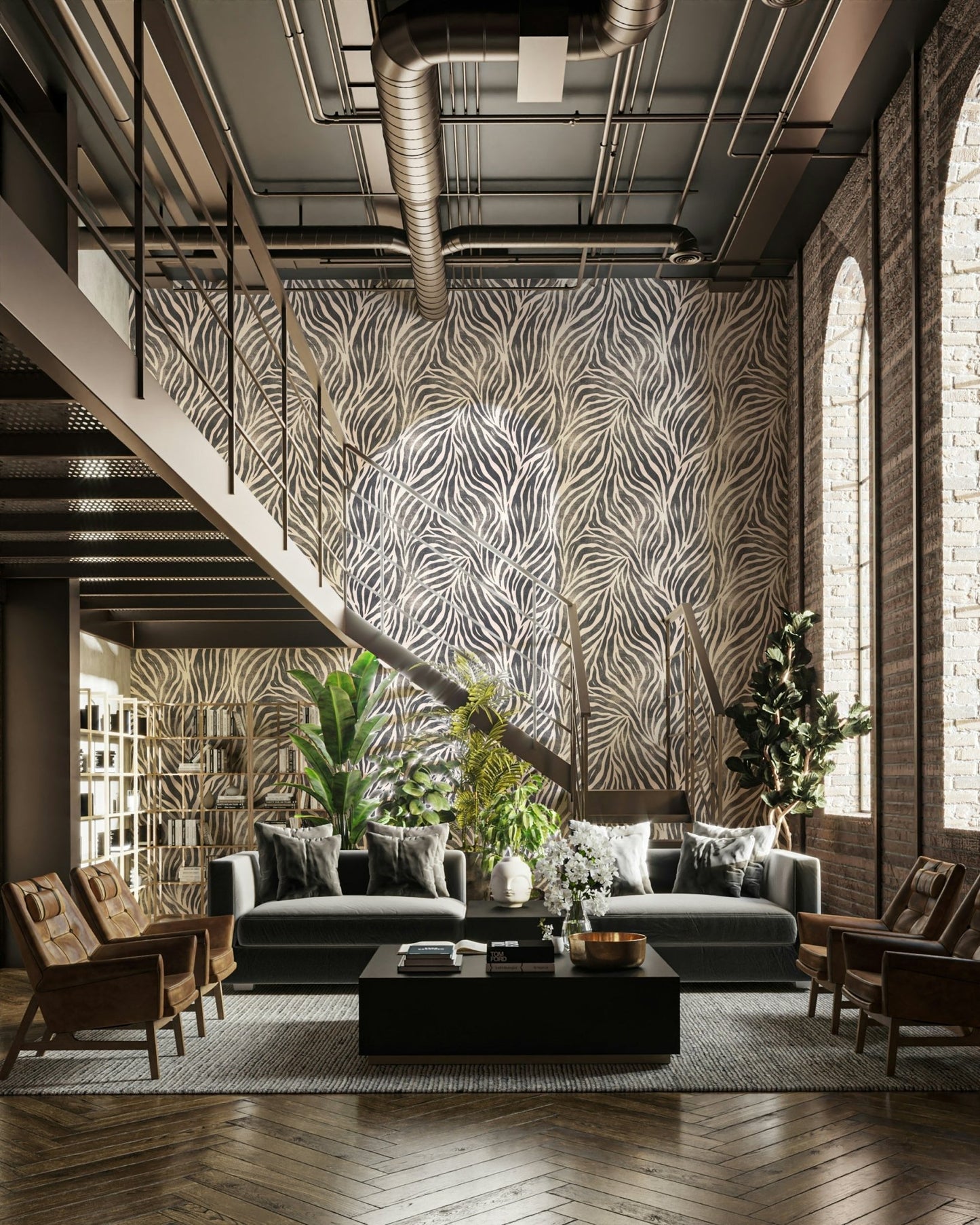 Close-up of textured zebra pattern wallpaper GD511


