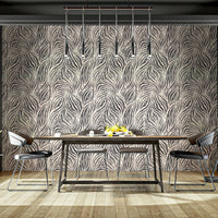 Bedroom with mono textured zebra print wall mural GD511

