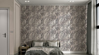 Mono textured boho zebra print wallpaper full view GD511

