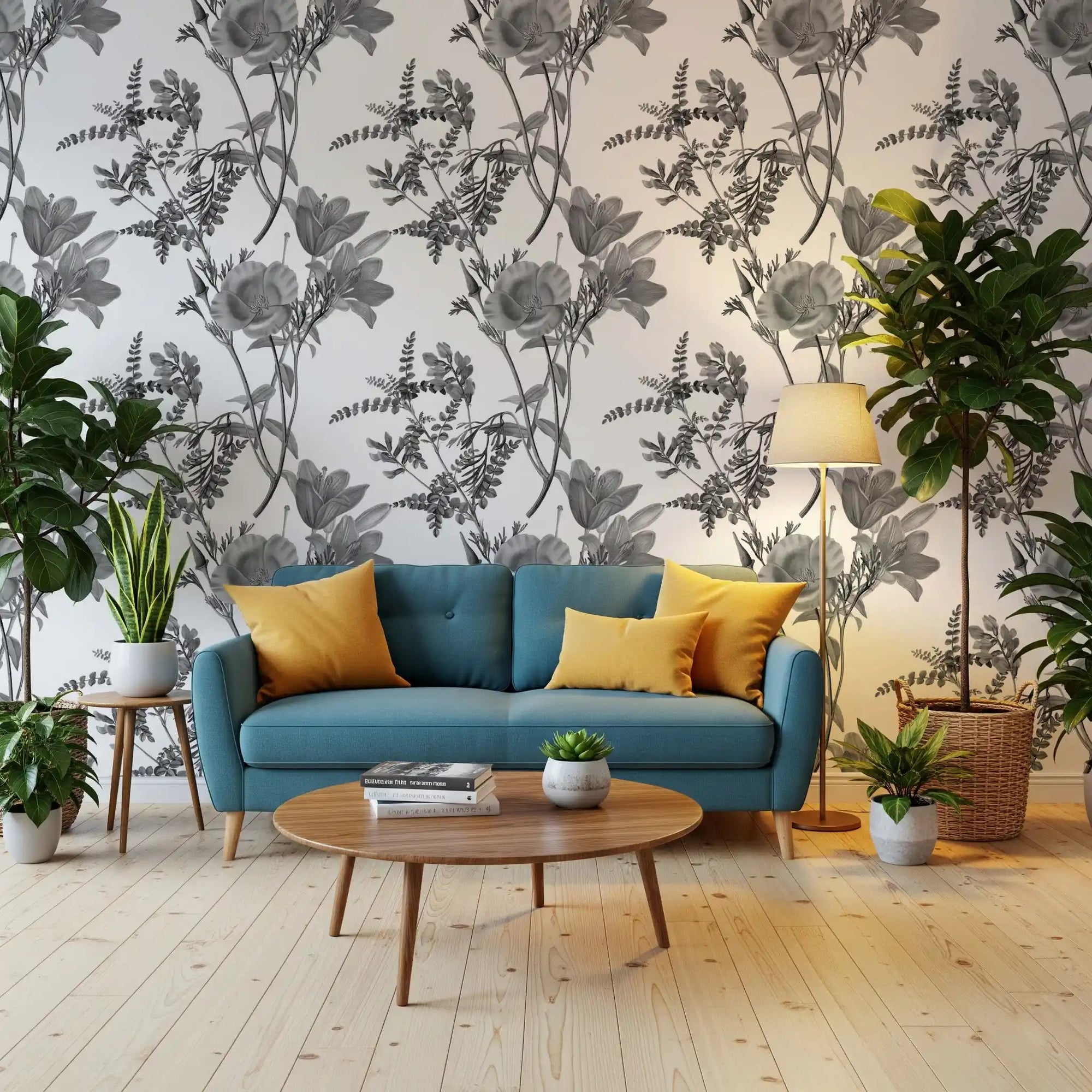 Monochromatic Botanical Print Wallpaper, GD9353