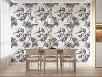 Monochromatic Botanical Print Wallpaper