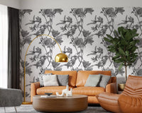 Monochromatic Botanical Print Wallpaper