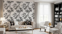 Monochromatic Botanical Print Wallpaper