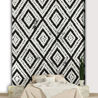 Artistic mosaic mural in modern monochrome palette

