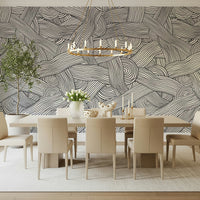 A dining area showcasing the large Monochromatic Striped Maze.