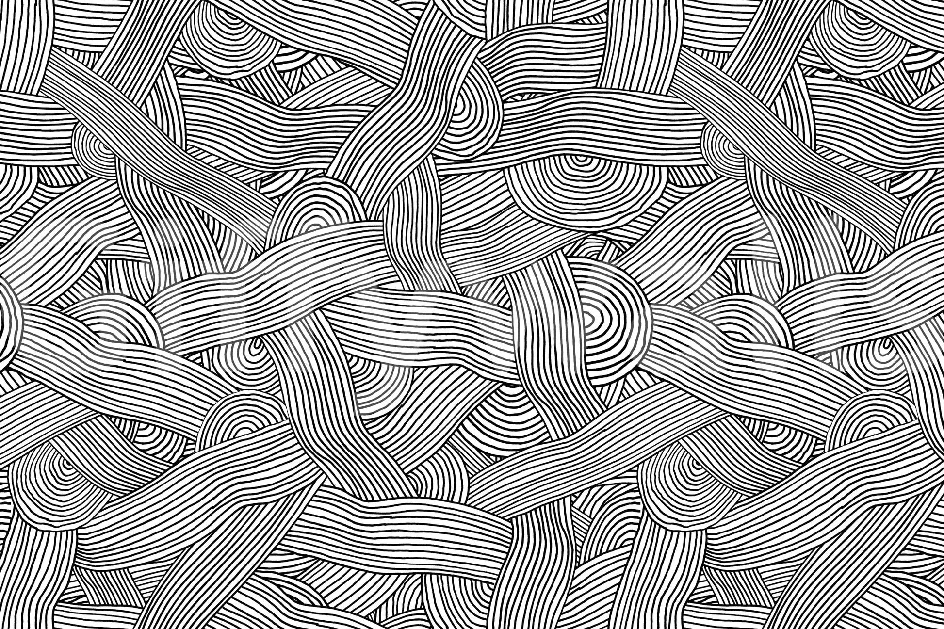 Monochromatic Striped Maze Wall Mural creating visual depth.