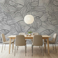 Striped Maze peel and stick wallpaper used in a retail space.