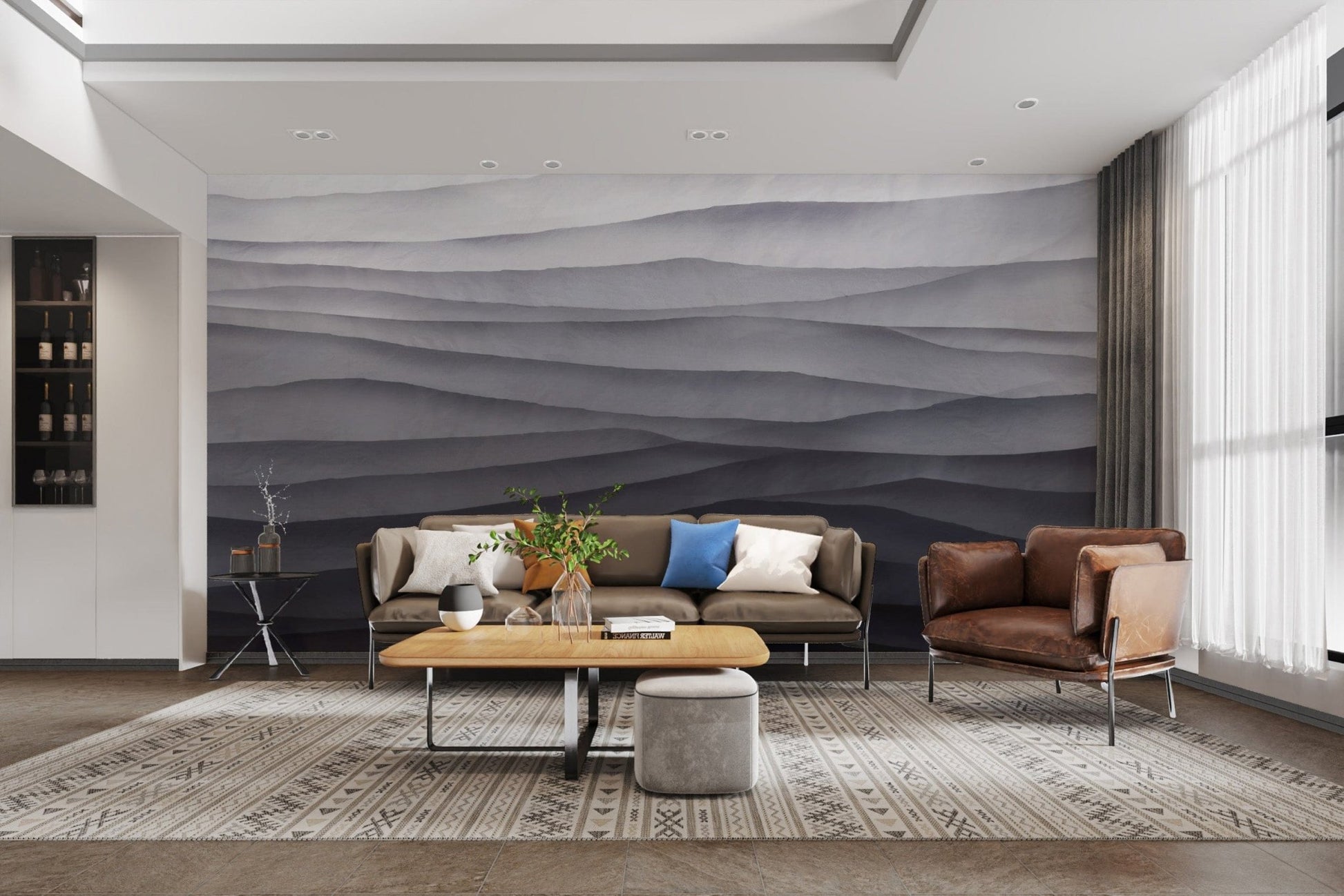 Contemporary monochrome mural design