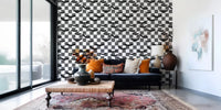 Stylish monochrome bats pattern wallpaper within a bright lounge GD9459