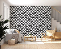 Detailed view of gothic bats and checkerboard wallpaper⁠GD9459