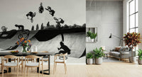 A contemplative urban sport wallpaper mural for a feature wall.