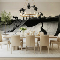 A serene abstract action sport wall mural for modern decor.