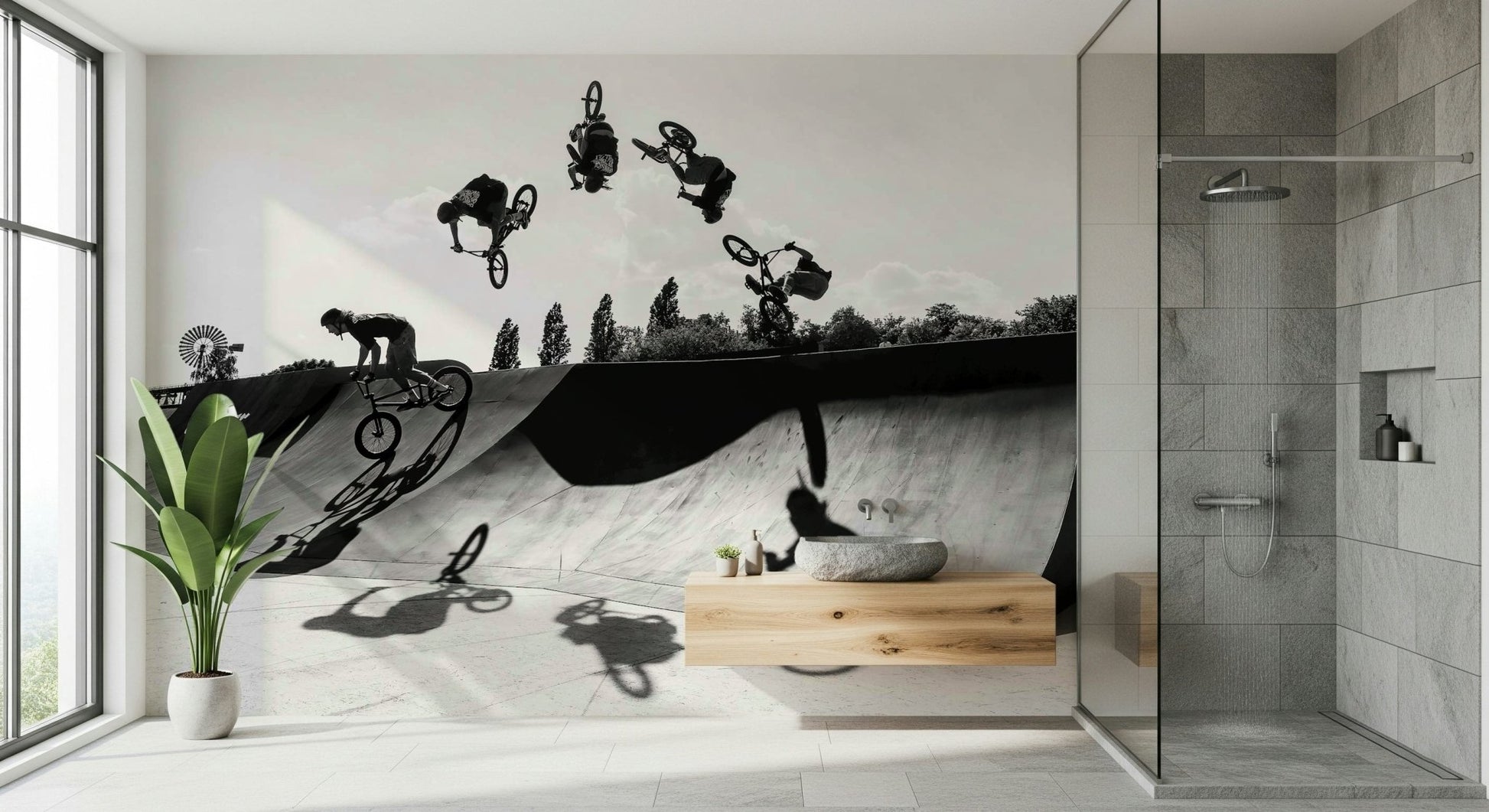 A beautiful modern art wall mural of an athlete in motion.
