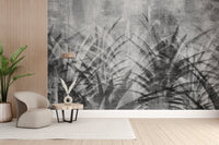 Grey-scale tropical leaf wallpaper
