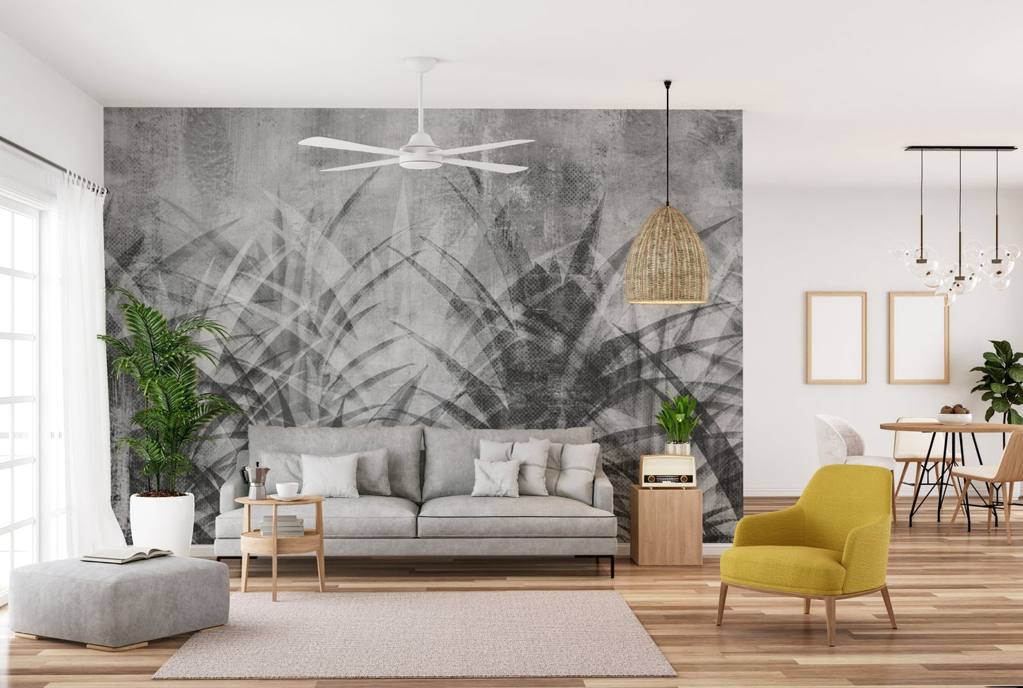 Modern botanical leaf wallpaper design
