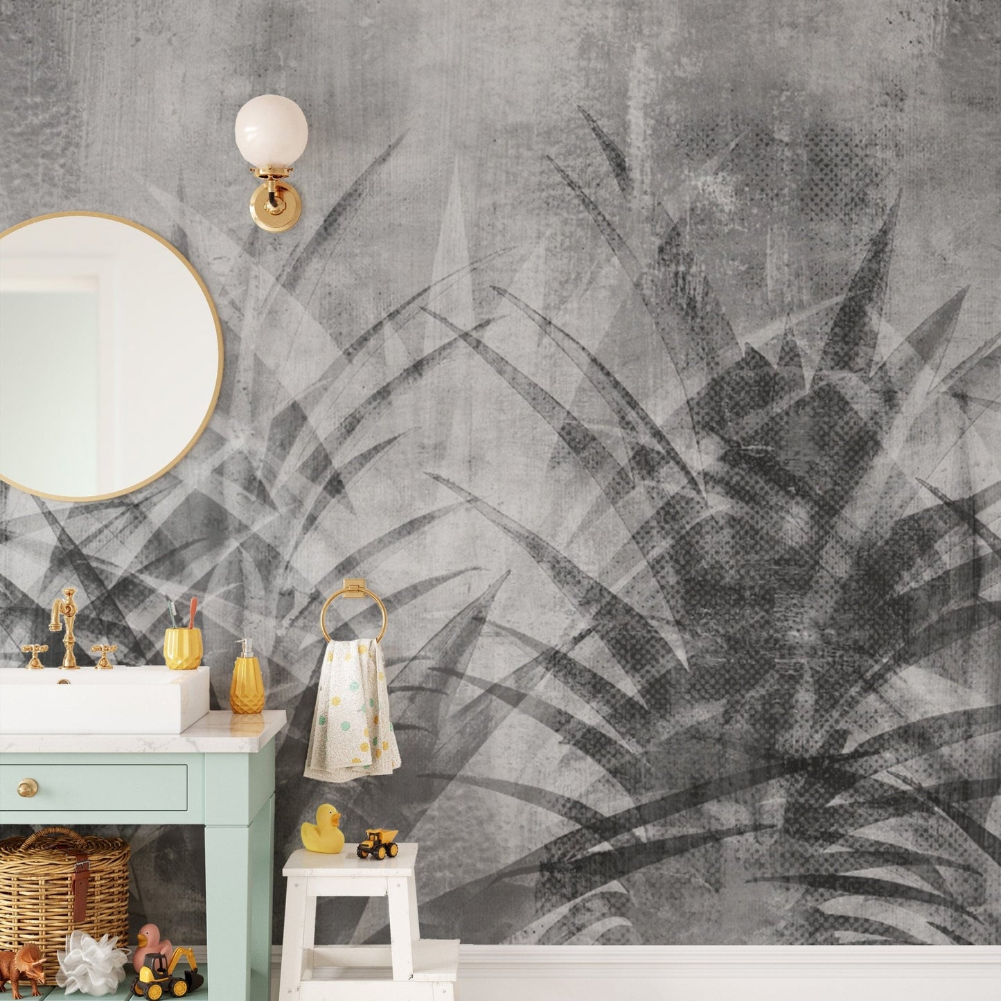 Abstract black and white leaf wallpaper
