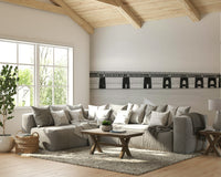 The bridge and the landscape are a central focus of the image.

