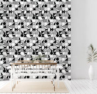close-up of feline silhouettes on Monochrome Cat Maze wallpaperGD9446