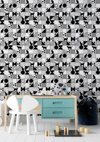 Geometric squares and cat shapes on this wallpaper  GD9446