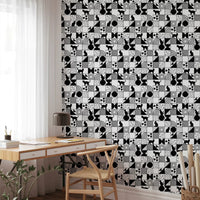 Monochrome Cat Maze wallpaper in a creative home officeGD9446