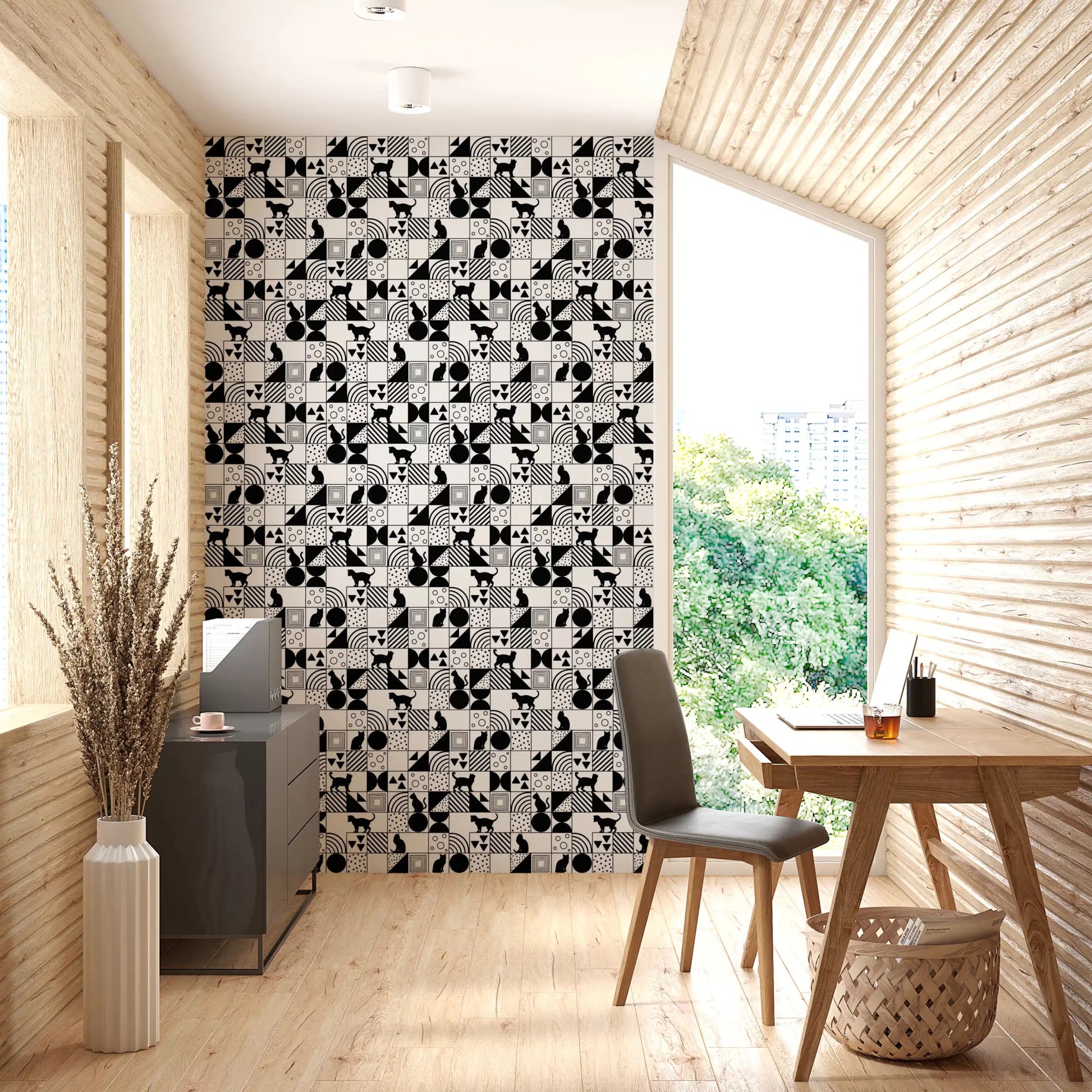 Cat Maze wallpaper installed in a focused study⁠GD9446