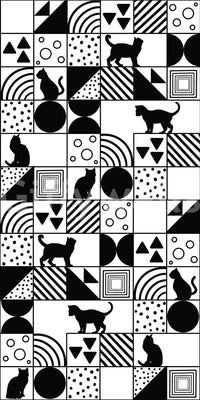Detailed look at the Monochrome Cat Maze wallpaper surface GD9446