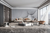 Monochrome floral wallpaper with dandelions
