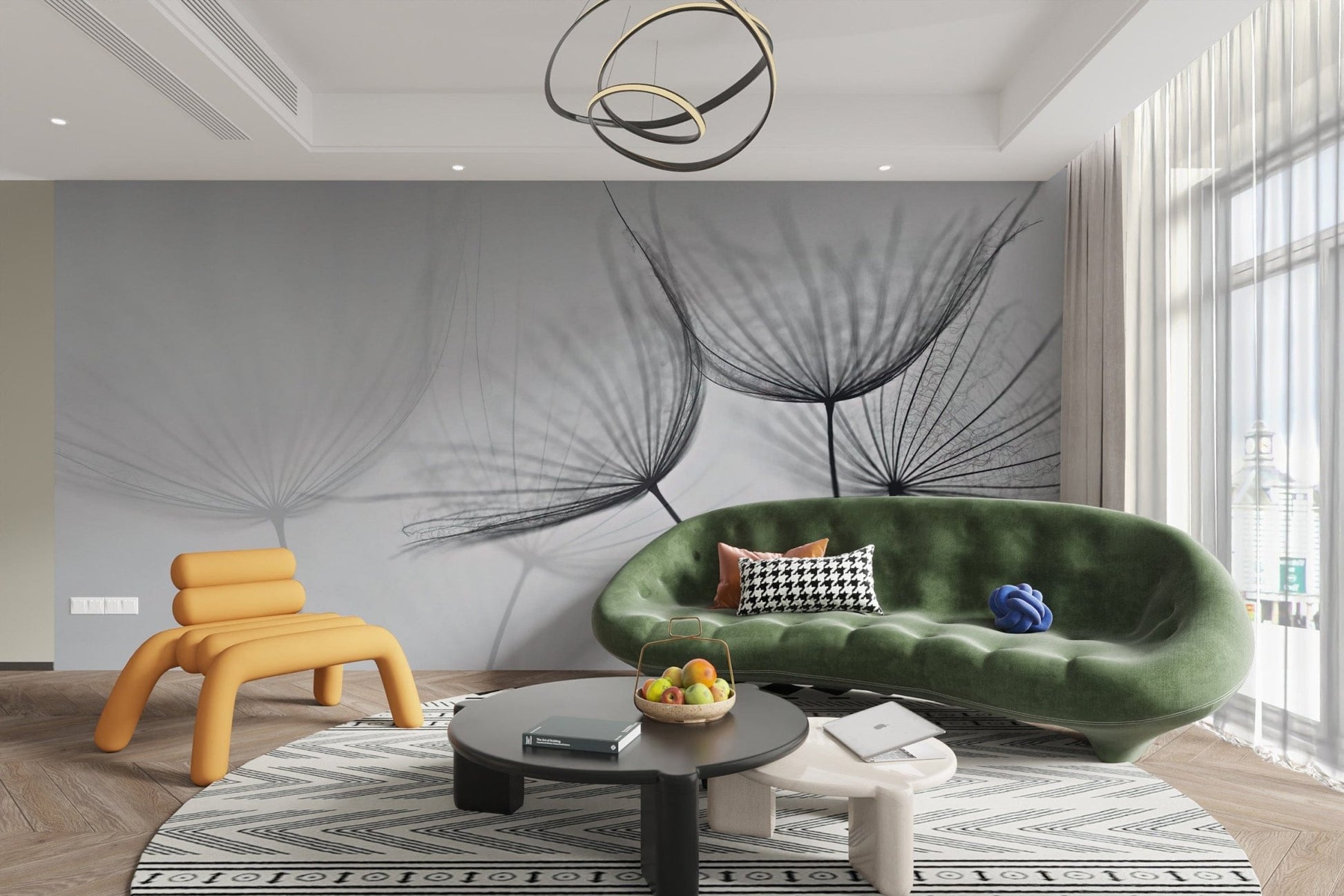 Subtle floral wallpaper with shadows
