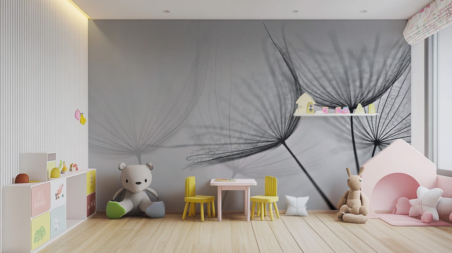 Elegant misty dandelion wall mural
