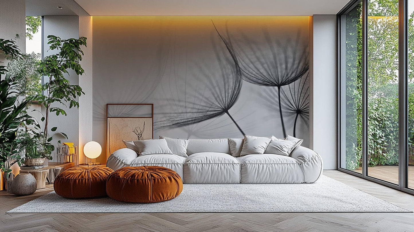 Minimalist dandelion floral wallpaper
