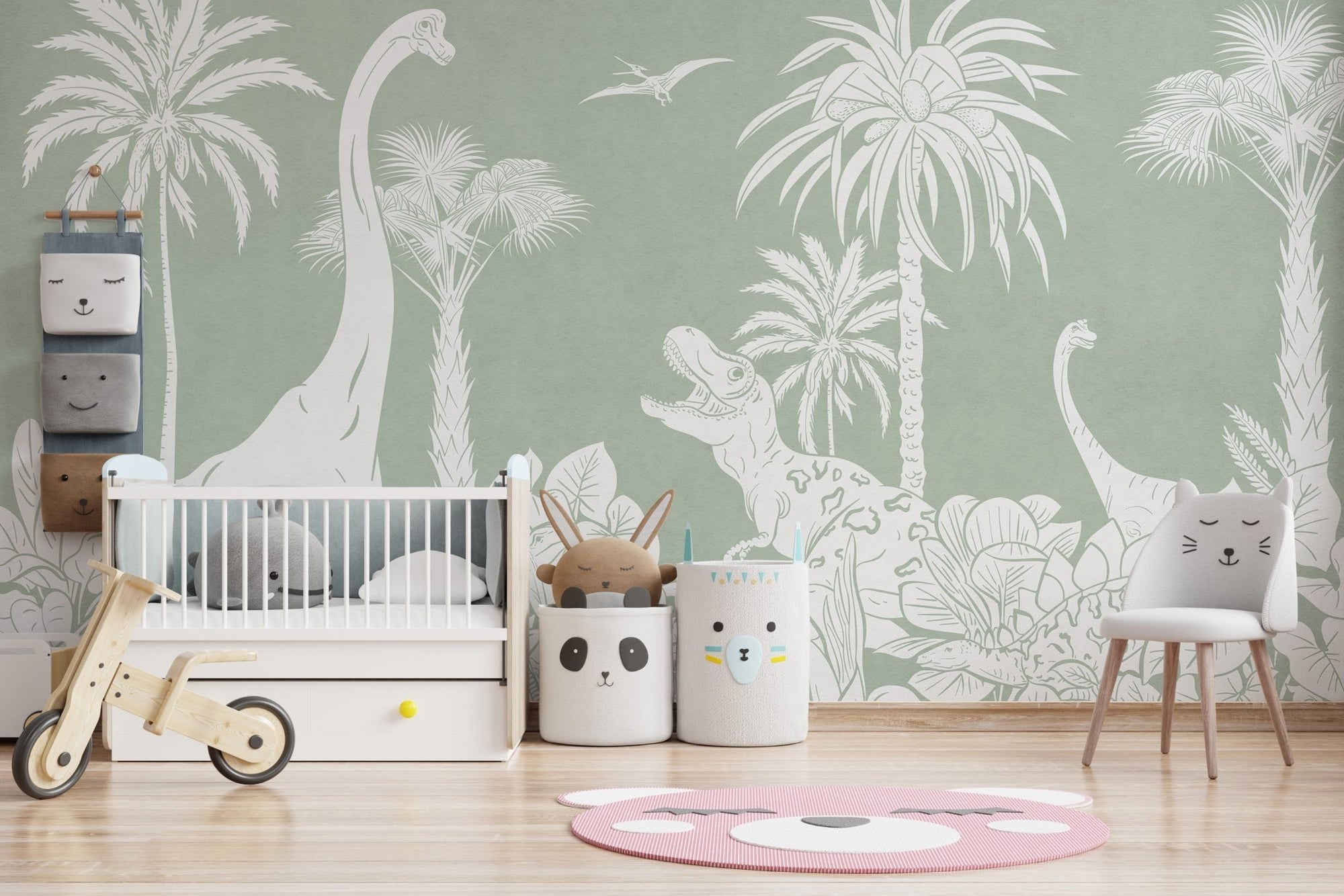 Monochrome Dino Green Wall Mural KB61
