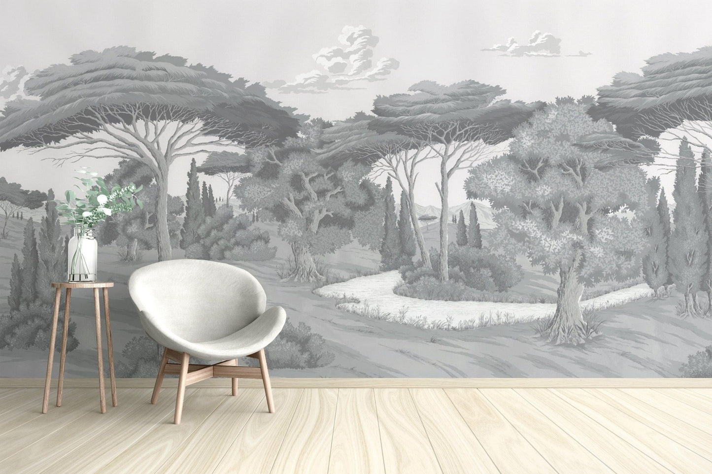 Monochrome forest landscape wall art

