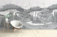 Monochrome forest landscape wall art
