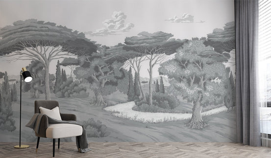 Monochrome forest landscape nature wallpaper B713
