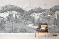 Black and white forest wall mural
