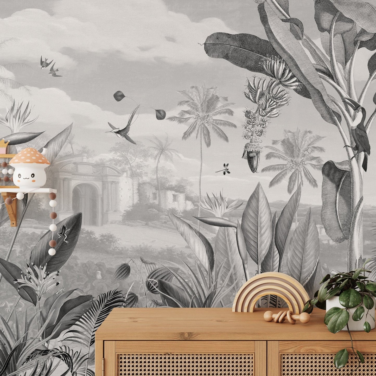 Black and White Forest Mansion Wallpaper - Giffywalls