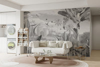 Black and White Forest Mansion Wallpaper - Giffywalls