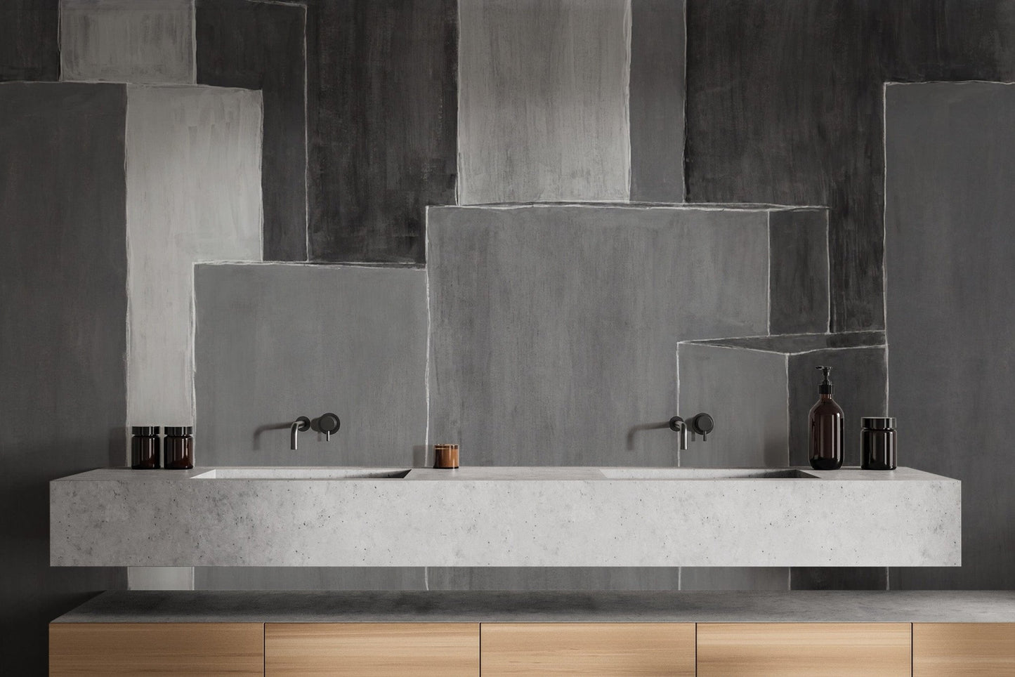 Contemporary geometric skyline wall decor
