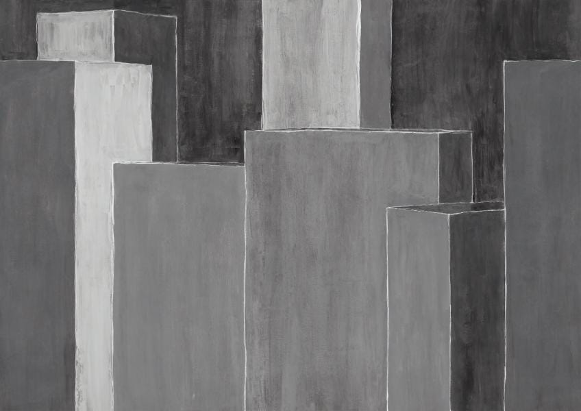 Monochrome Geometric Skyline Wallpaper in your room — zoomed