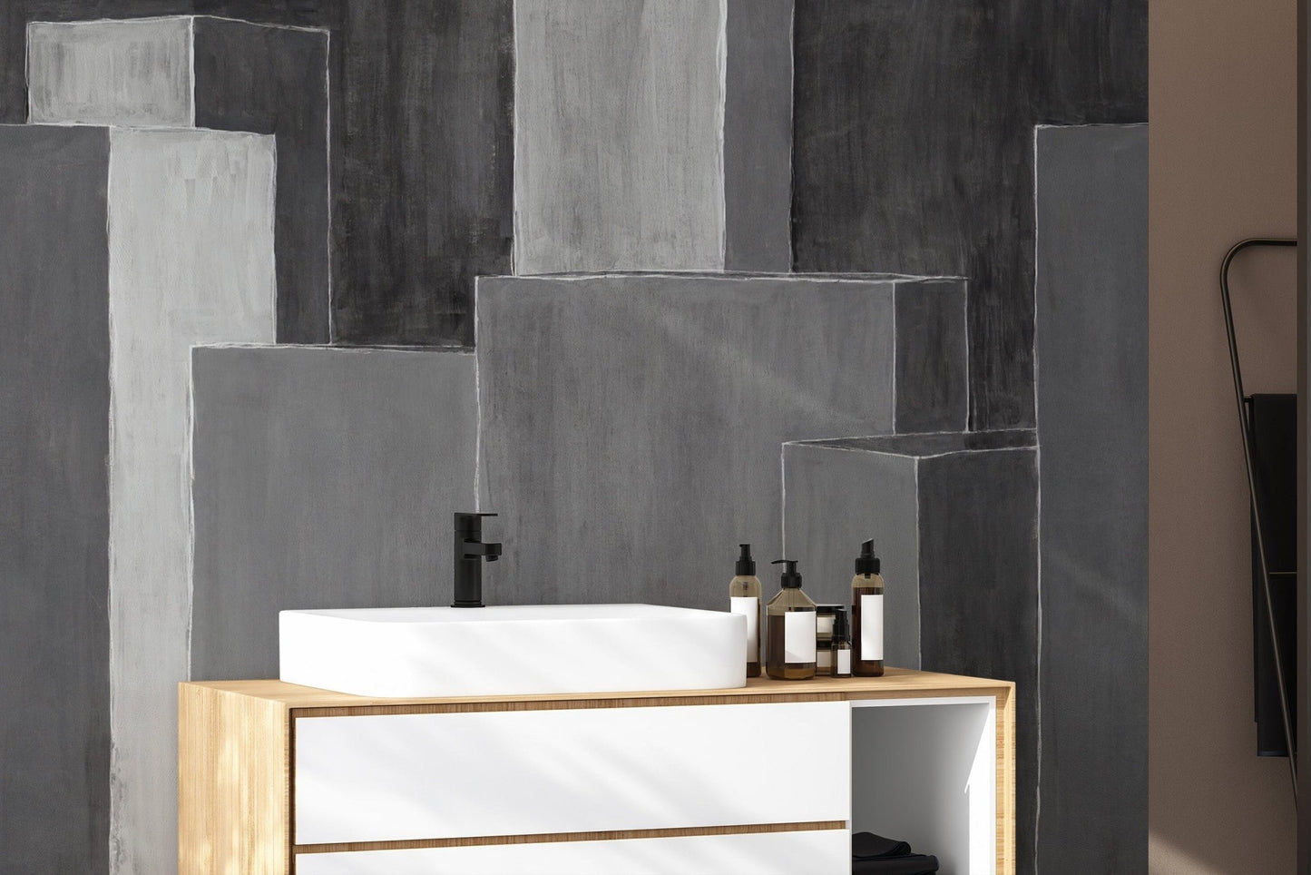 Grayscale architectural wallpaper for walls
