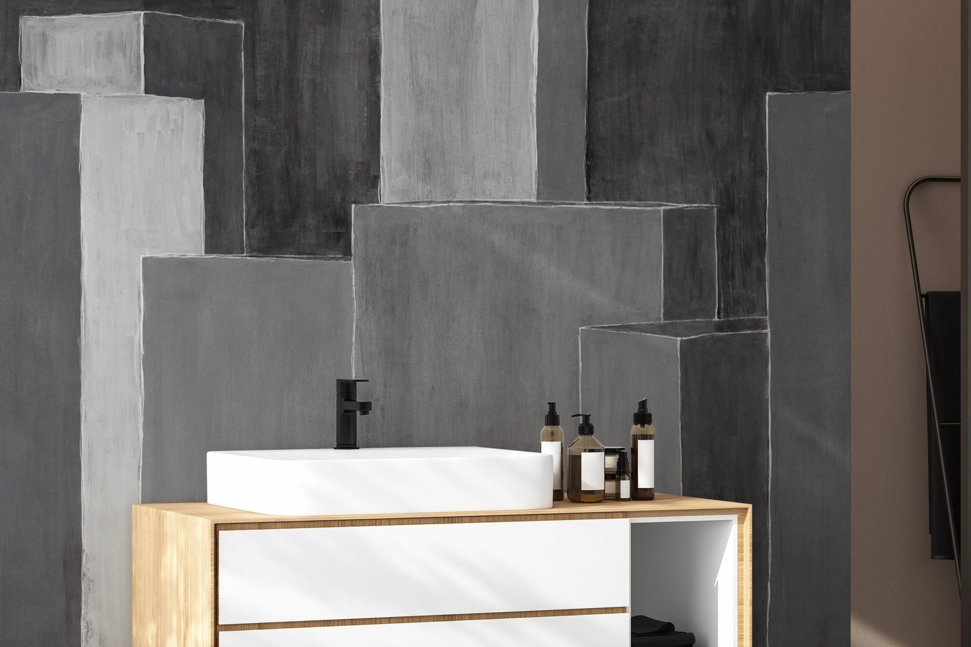 Grayscale architectural wallpaper for walls
