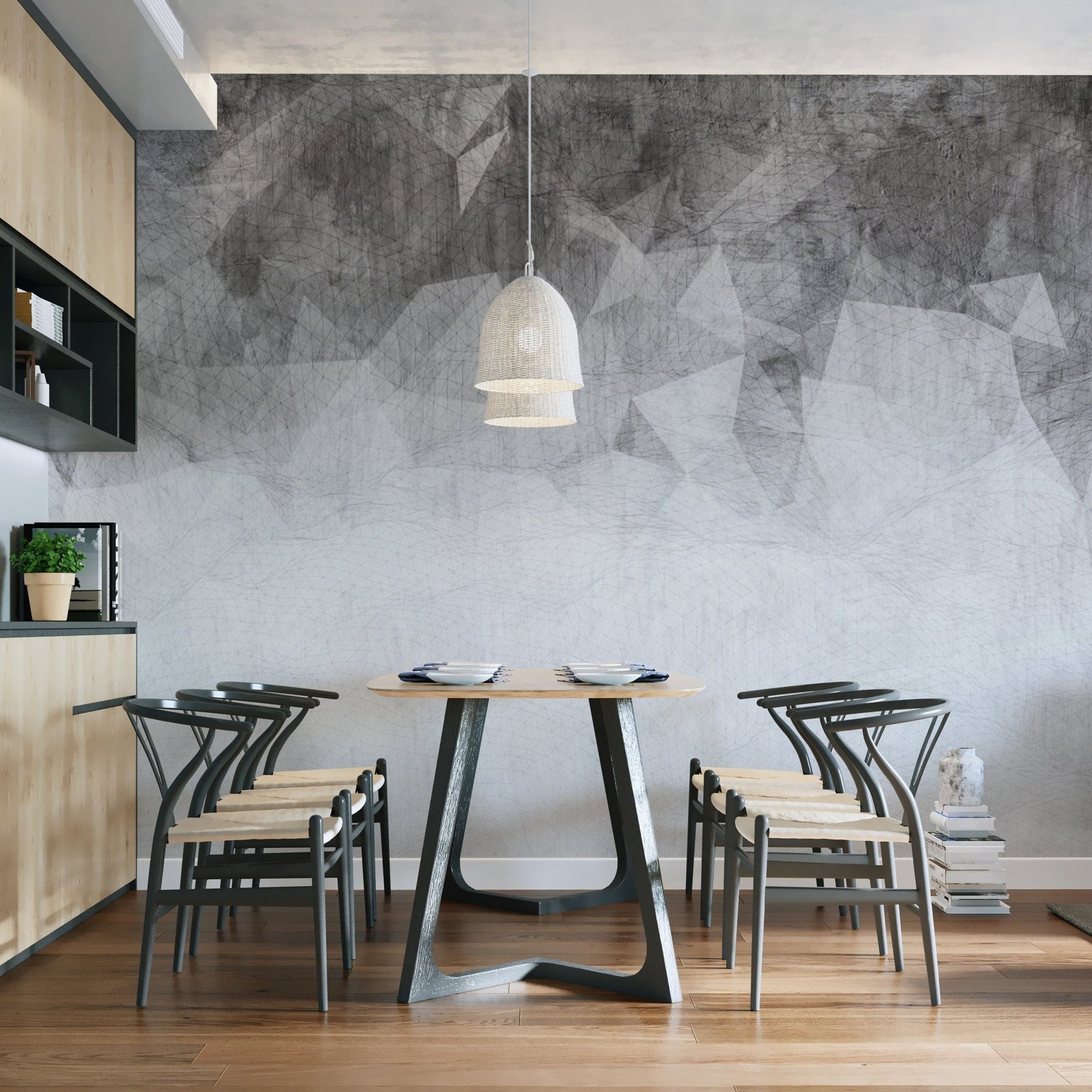 Monochrome abstract geometric wallpaper D227
