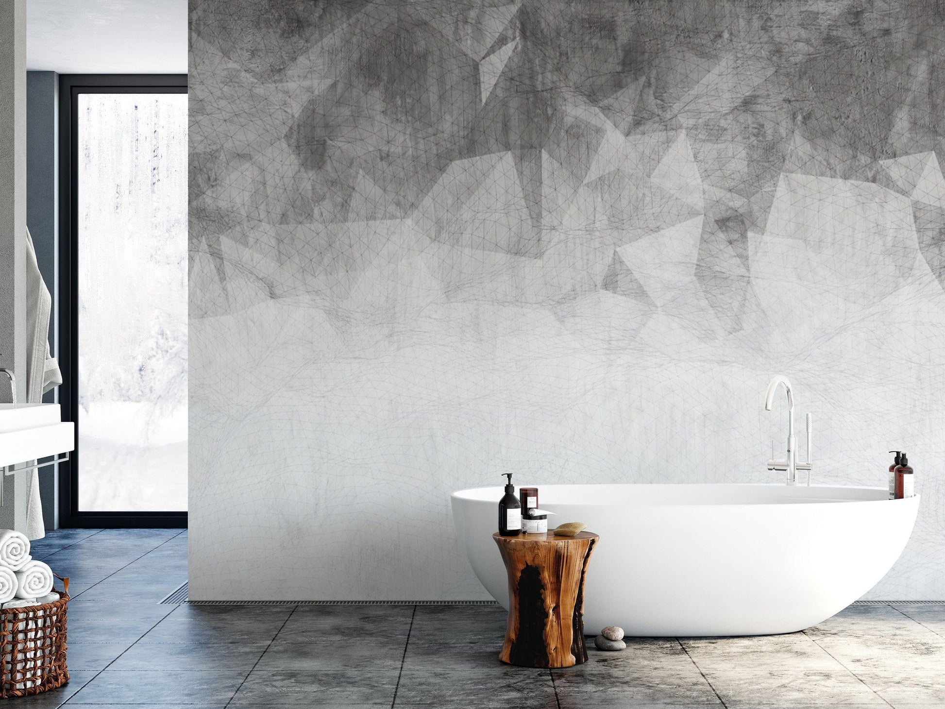 Grey geometric textured wall design
