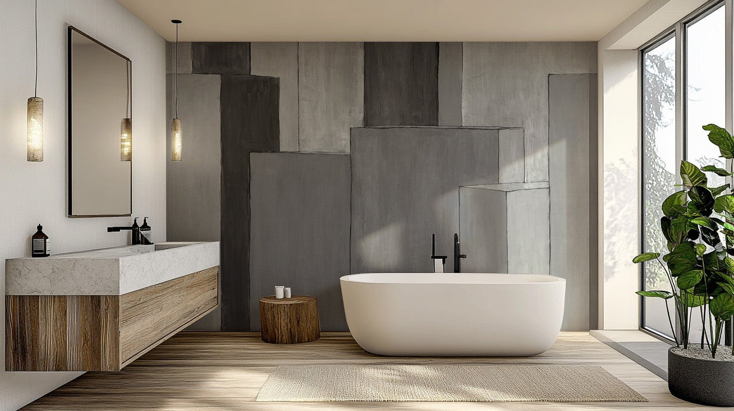 Abstract grey cityscape wall mural
