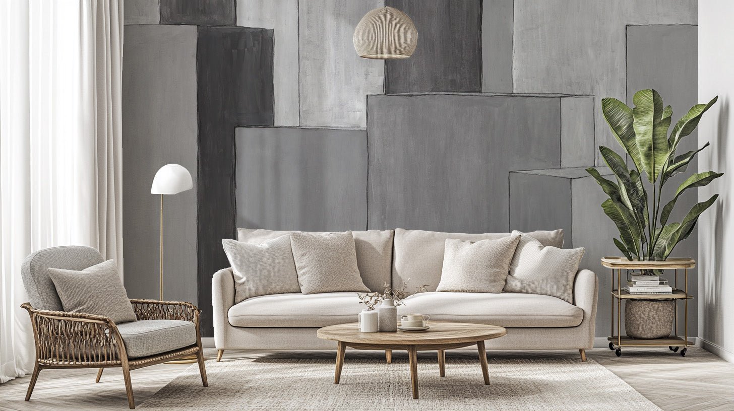Grey-toned geometric wallpaper design
