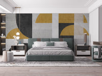 Modern geometric mural with bold contrast, B423
