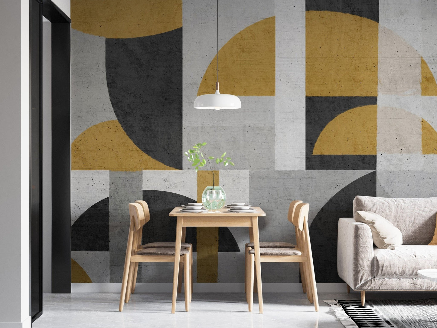 Minimalist geometric wallpaper in earthy tones, B423